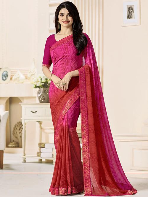 floral printed saree with blouse - 16377184 - Standard Image - 1