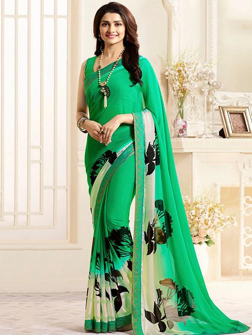 floral printed saree with blouse - 16377189 - Standard Image - 1