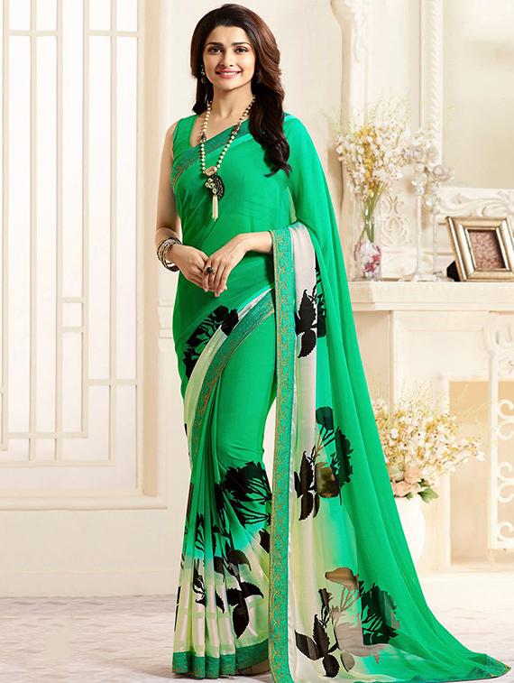floral printed saree with blouse - 16377189 - Zoom Image - 1