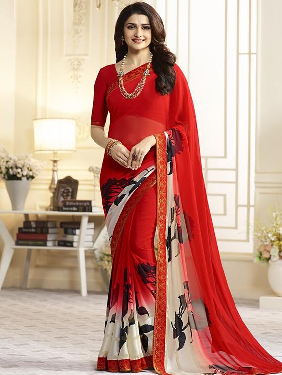 floral printed saree with blouse - 16377194 - Zoom Image - 1
