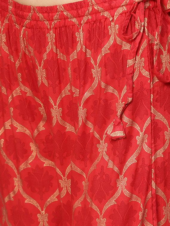 gold printed kurta with palazzo set - 16377376 - Zoom Image - 5
