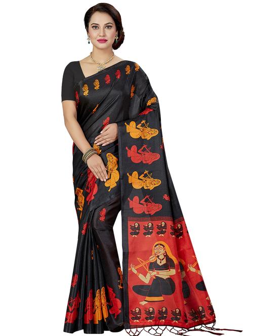 conversational printed saree with blouse - 16377899 - Standard Image - 1