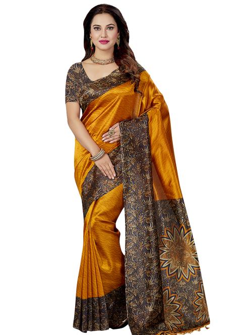floral printed saree with blouse - 16377902 - Standard Image - 1
