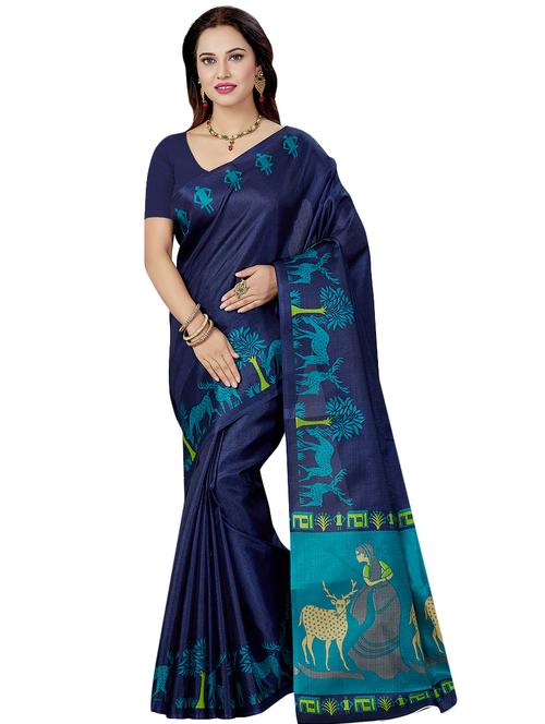 conversational printed saree with blouse - 16377904 - Standard Image - 1