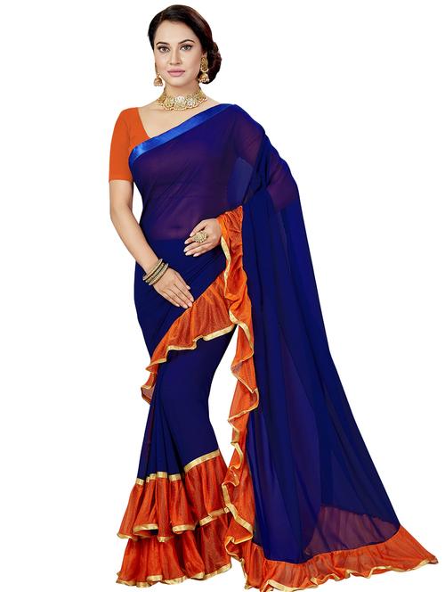 ruffled fusion saree with blouse - 16377906 - Standard Image - 1