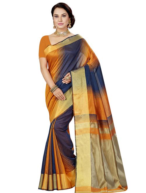 color block woven saree with blouse - 16377907 - Standard Image - 1