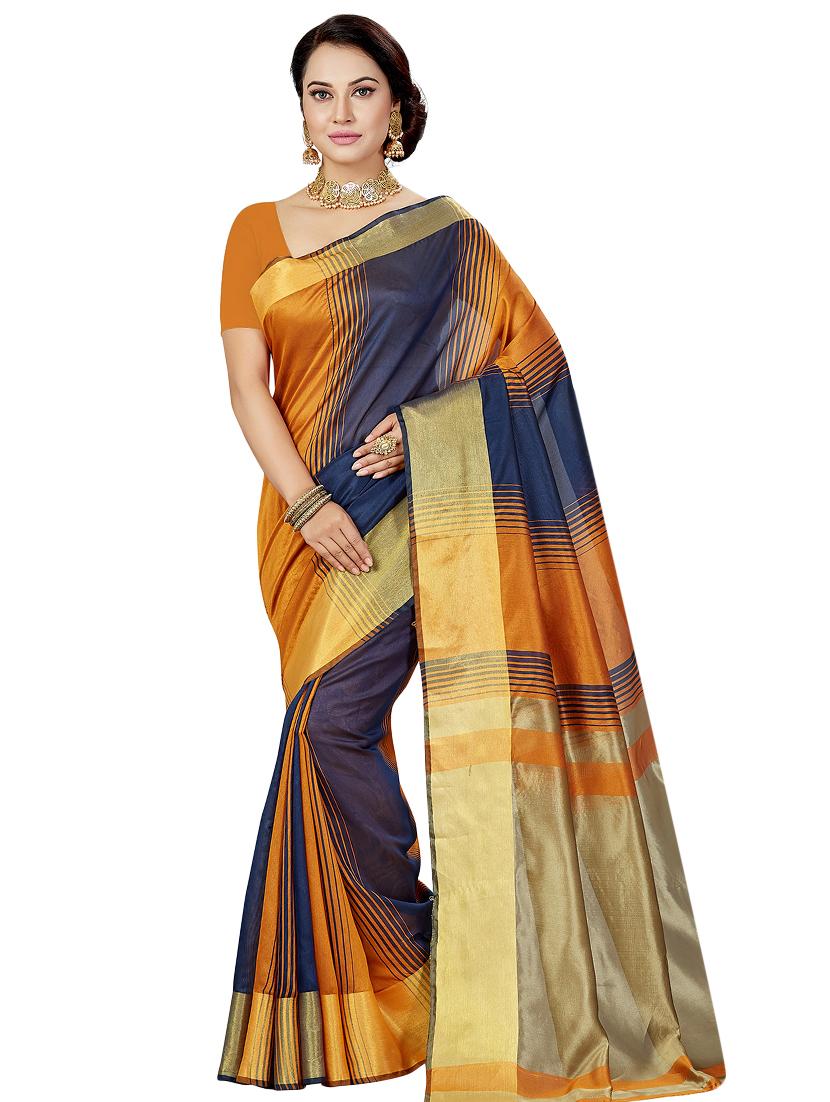 color block woven saree with blouse - 16377907 - Zoom Image - 1