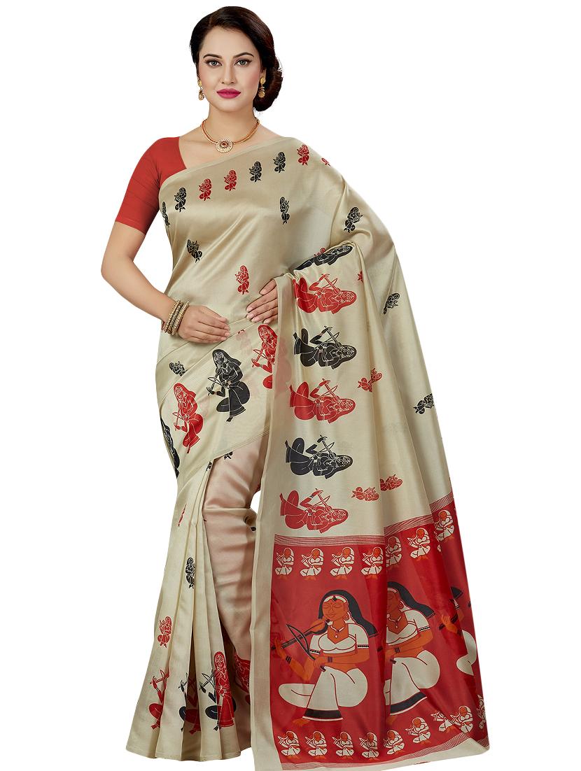 conversational printed saree with blouse - 16377920 - Zoom Image - 1