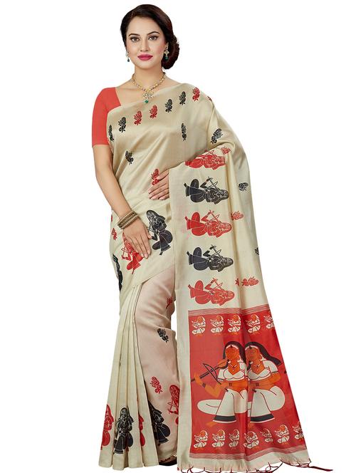 conversational printed saree with blouse - 16377924 - Standard Image - 1