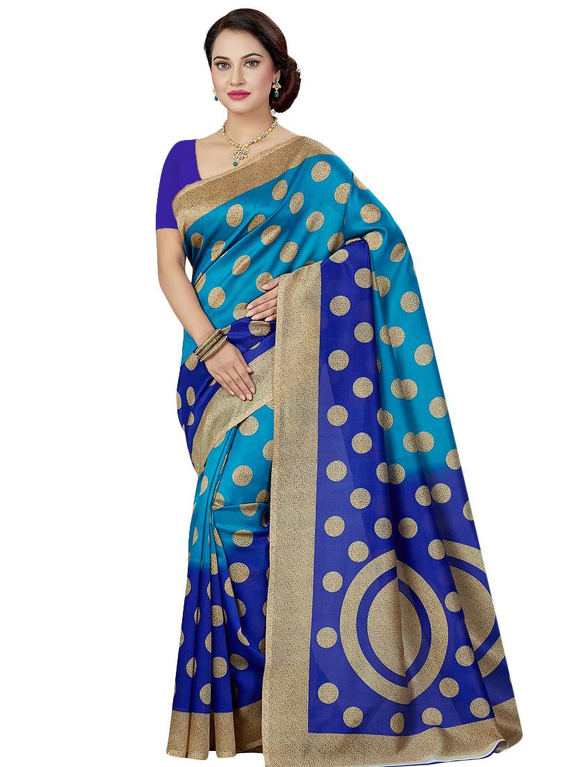 polka dots printed saree with blouse - 16377927 - Zoom Image - 1