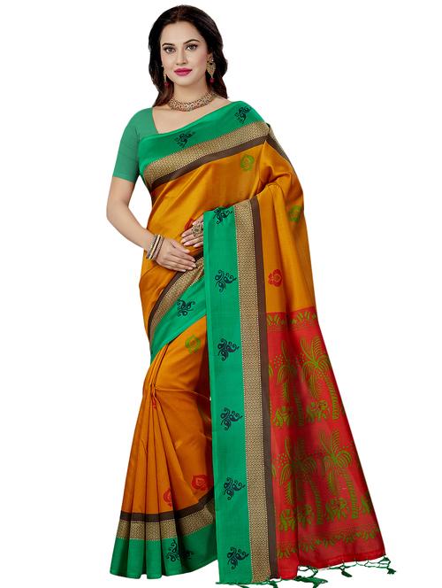 floral printed saree with blouse - 16377932 - Standard Image - 1