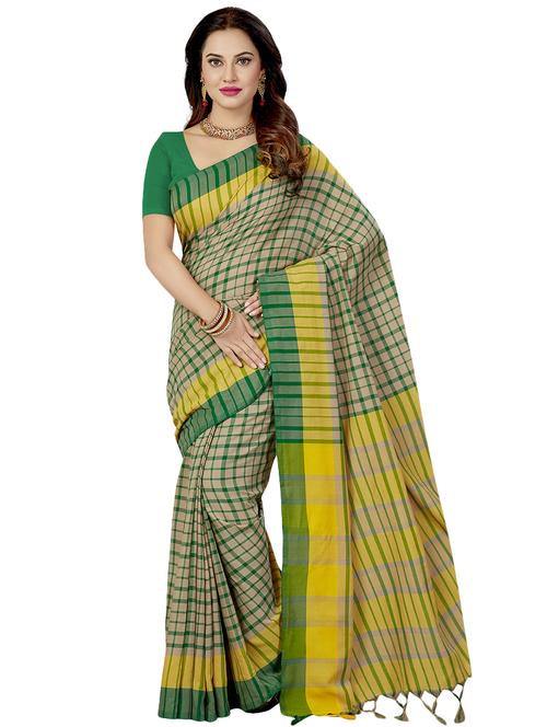 checkered woven saree with blouse - 16377934 - Standard Image - 1