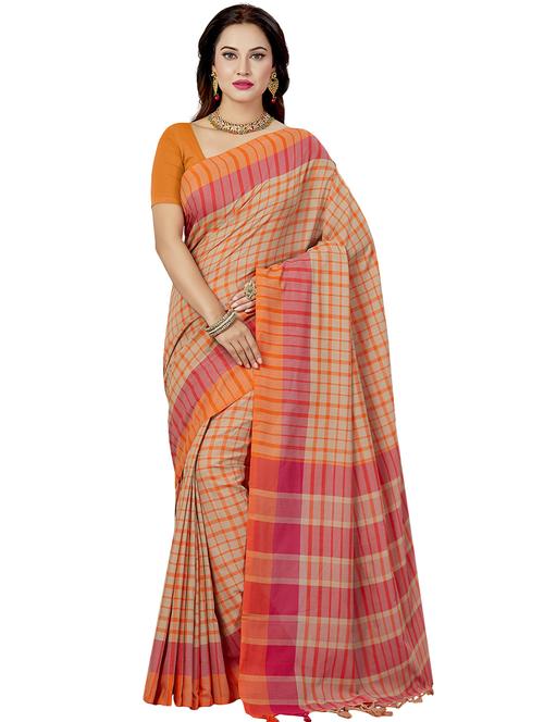 checkered woven saree with blouse - 16377935 - Standard Image - 1