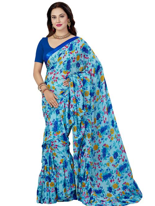 floral printed saree with blouse - 16377936 - Standard Image - 1