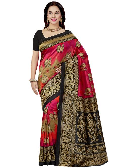 conversational printed saree with blouse - 16377937 - Standard Image - 1