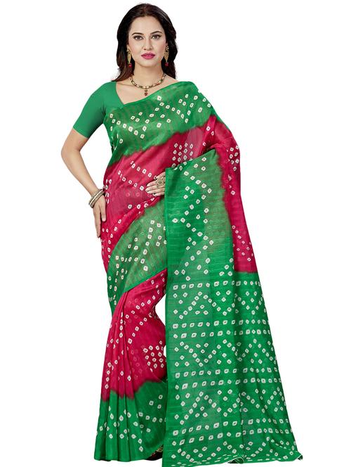 bandhani printed saree with blouse - 16377939 - Standard Image - 1