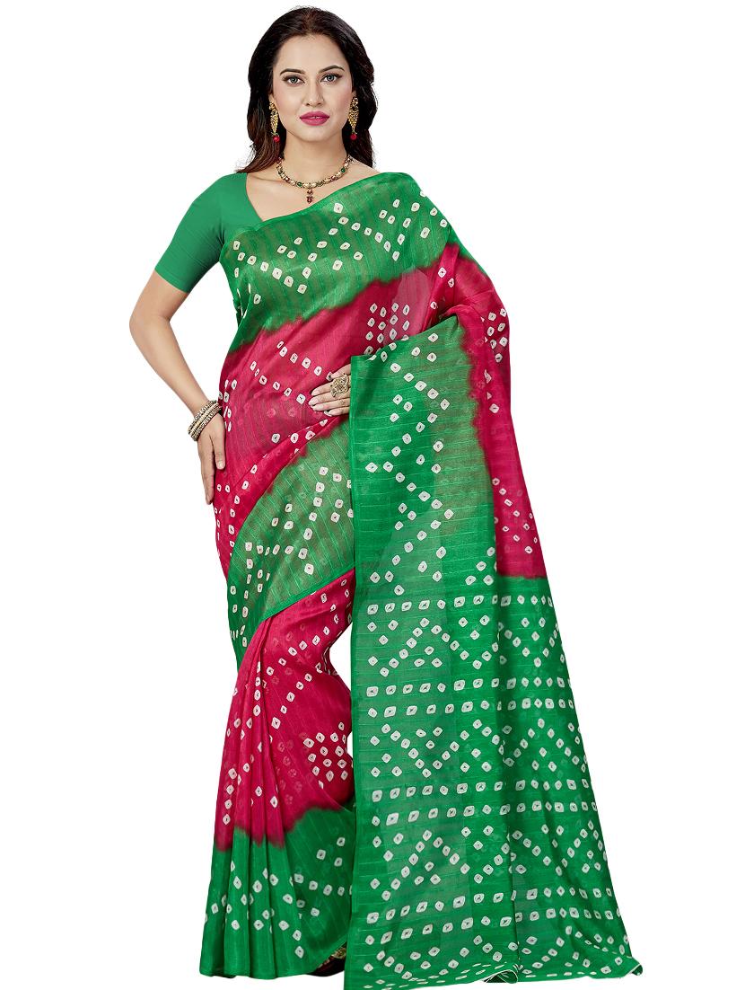 bandhani printed saree with blouse - 16377939 - Zoom Image - 1