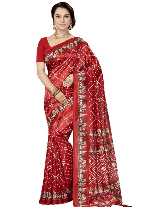 bandhani printed saree with blouse - 16377945 - Standard Image - 1