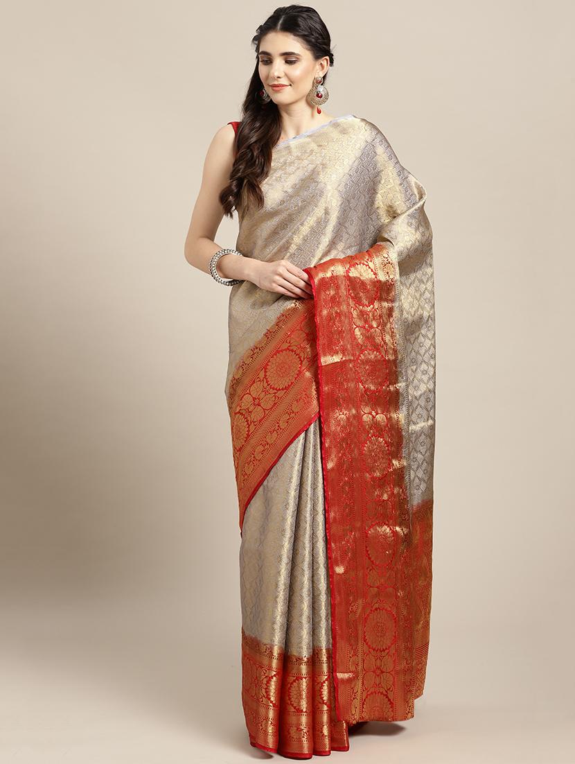 self-design banarasi saree with blouse - 16378688 - Zoom Image - 1