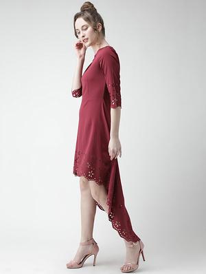 lazer cut hem asymmetric dress - 16378767 - Standard Image - 2
