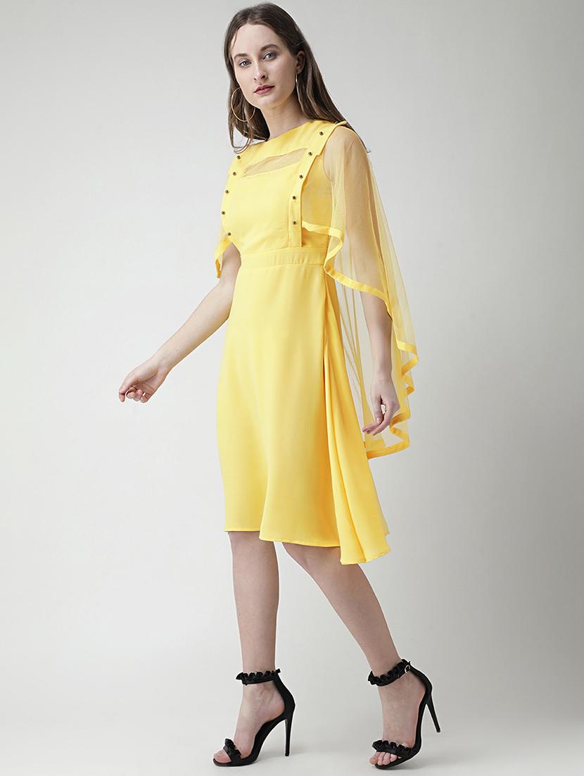 pearl embellished cape sleeved a-line dress - 16378768 - Zoom Image - 2