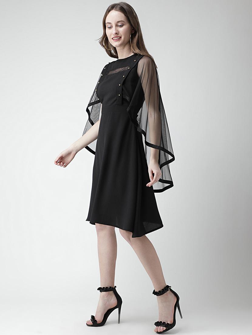 pearl embellished cape sleeved a-line dress - 16378769 - Zoom Image - 2