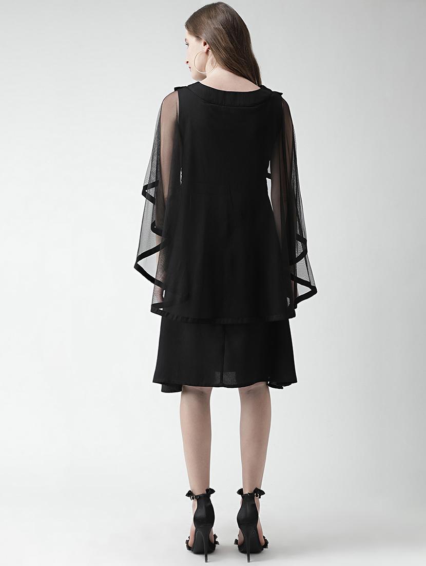 pearl embellished cape sleeved a-line dress - 16378769 - Zoom Image - 3