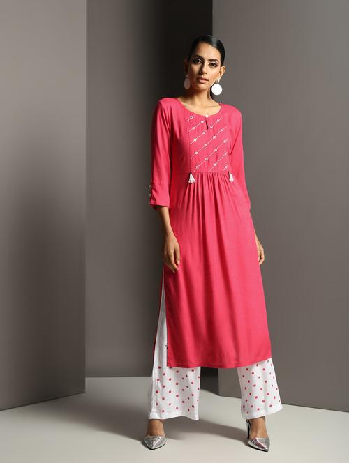mirror work kurta palazzo set - 16378833 - Standard Image - 1