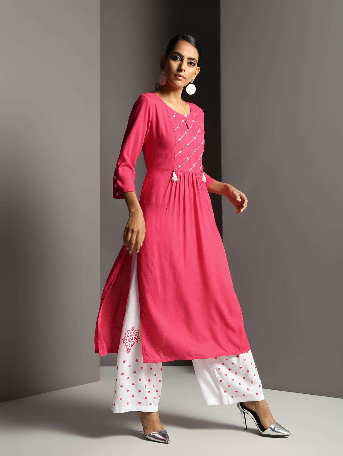 mirror work kurta palazzo set - 16378833 - Zoom Image - 2