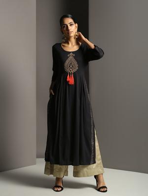 block print flared kaantha kurta - 16378848 - Standard Image - 2