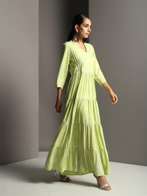 gota work tiered kurta - 16378855 - Standard Image - 3