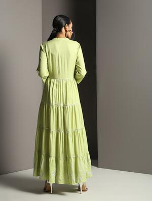 gota work tiered kurta - 16378855 - Standard Image - 4