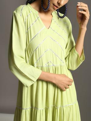 gota work tiered kurta - 16378855 - Standard Image - 5