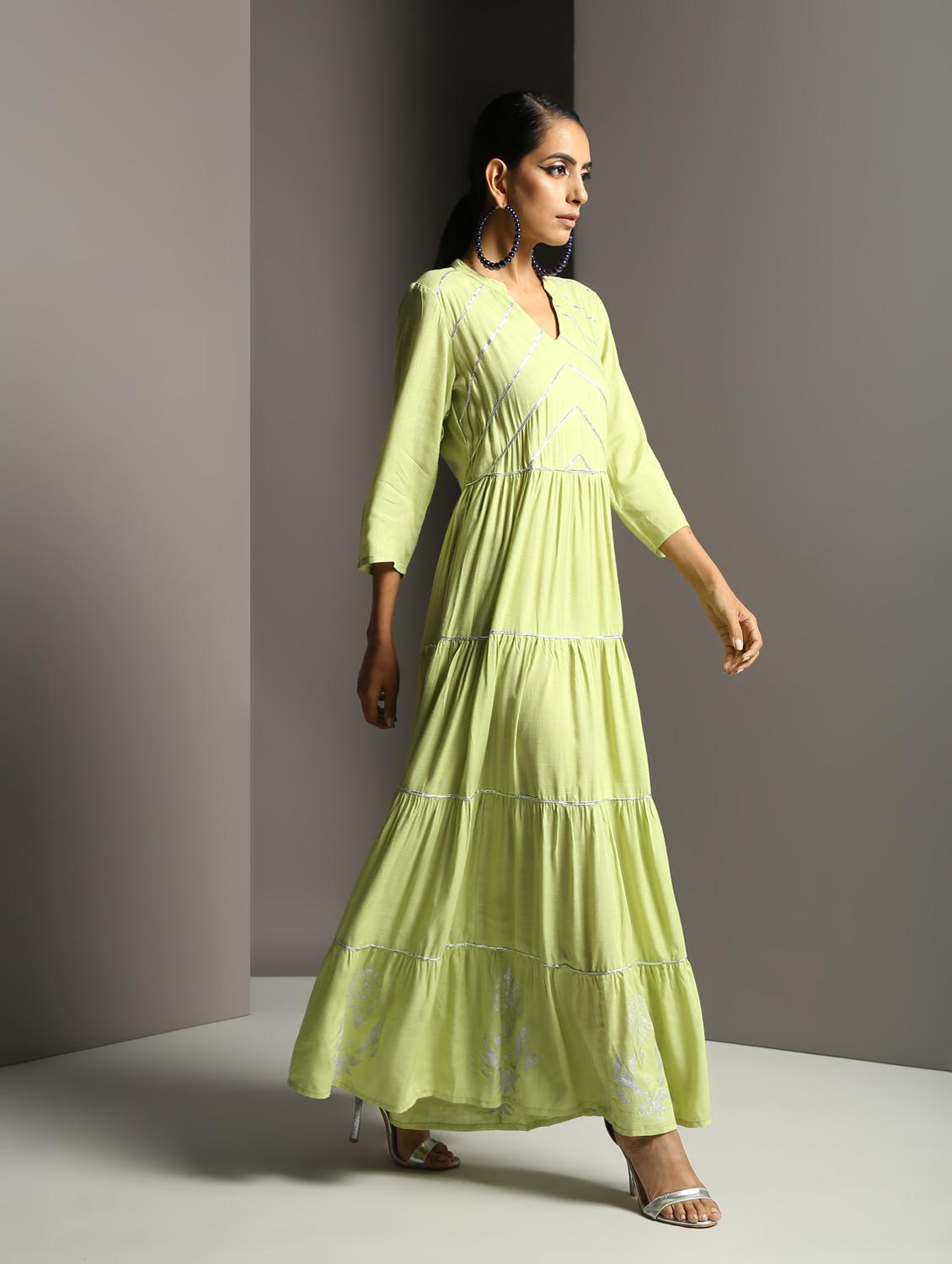 gota work tiered kurta - 16378855 - Zoom Image - 3