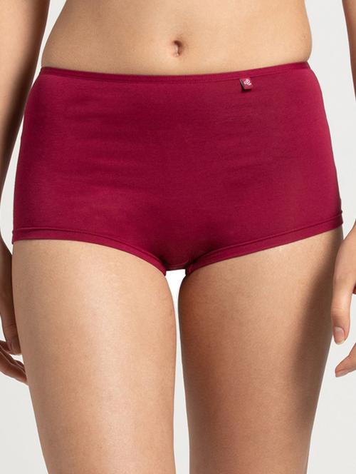 red solid boy shorts panty - 16378933 - Standard Image - 1