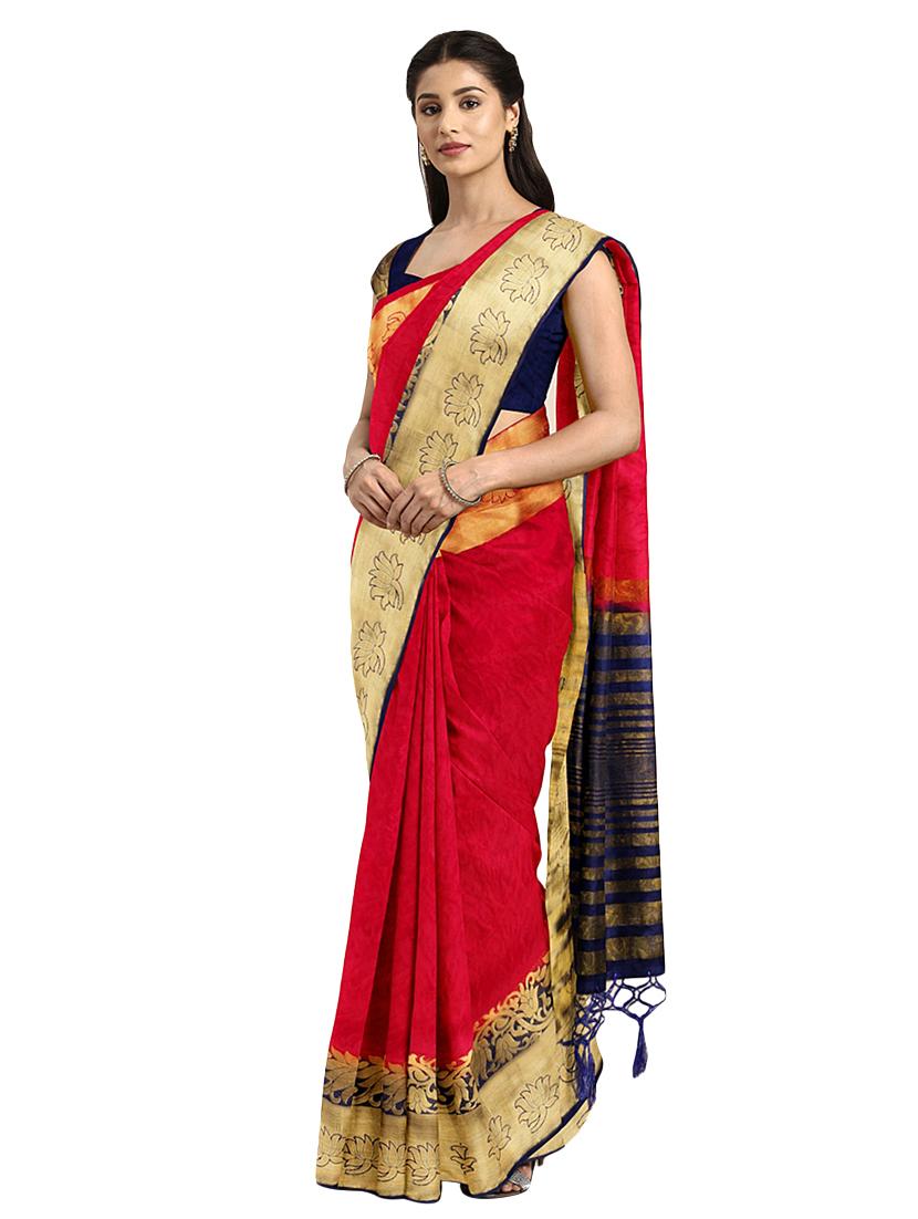 bordered kanjivaram saree with blouse - 16379082 - Zoom Image - 1