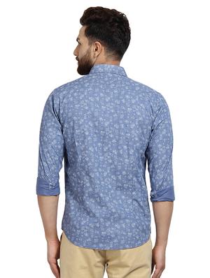 light blue printed casual shirt - 16379117 - Standard Image - 3
