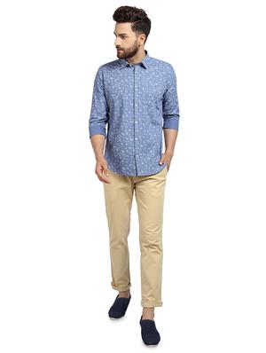 light blue printed casual shirt - 16379117 - Standard Image - 4