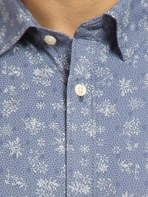light blue printed casual shirt - 16379117 - Standard Image - 5