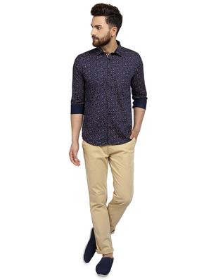 navy blue printed casual shirt - 16379120 - Standard Image - 4