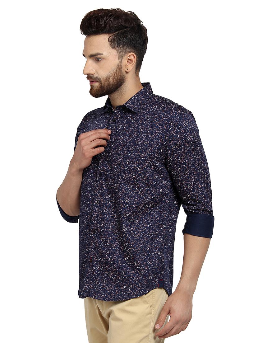 navy blue printed casual shirt - 16379120 - Zoom Image - 2
