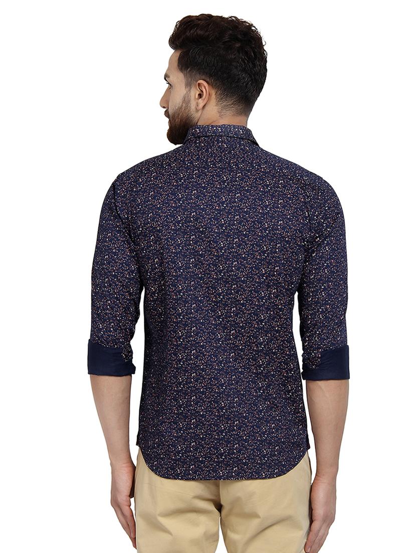 navy blue printed casual shirt - 16379120 - Zoom Image - 3
