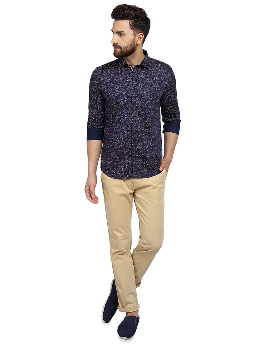 navy blue printed casual shirt - 16379120 - Zoom Image - 4