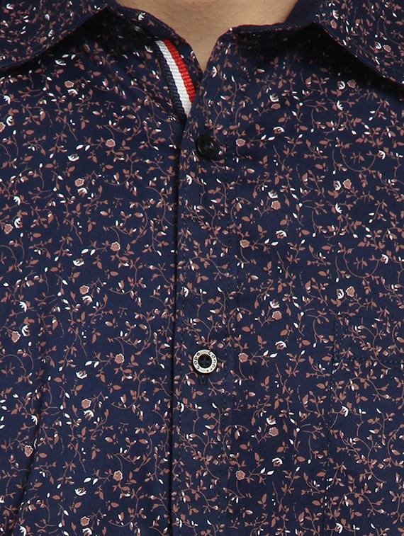 navy blue printed casual shirt - 16379120 - Zoom Image - 5