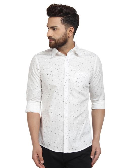 white polka dot printed casual shirt - 16379124 - Standard Image - 1