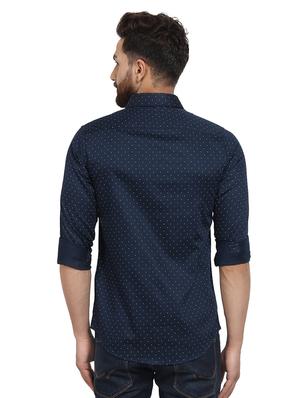navy blue polka dot printed casual shirt - 16379126 - Standard Image - 3