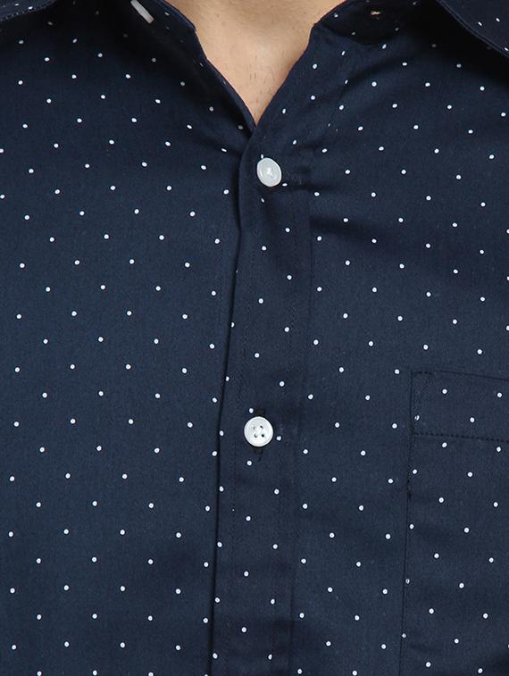 navy blue polka dot printed casual shirt - 16379126 - Zoom Image - 5