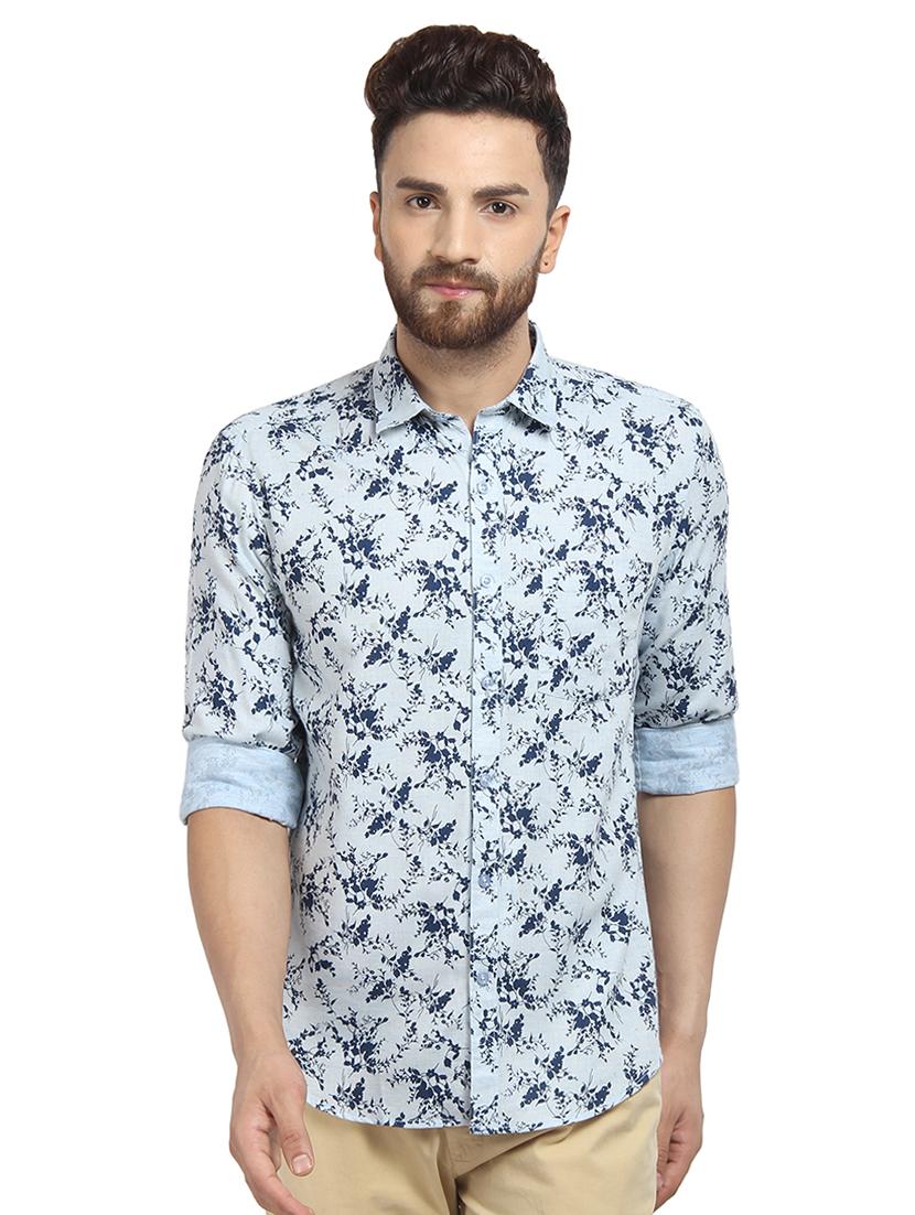 blue floral print casual shirt - 16379152 - Zoom Image - 1