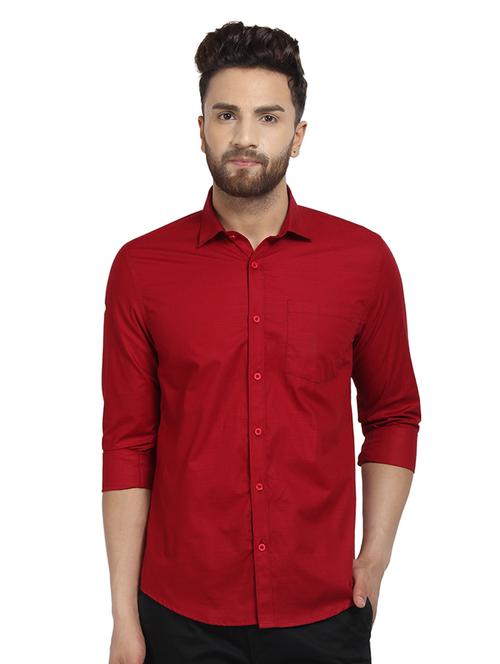 red solid casual shirt - 16379172 - Standard Image - 1