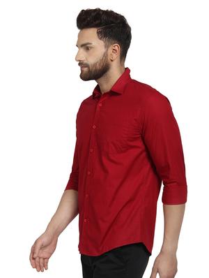 red solid casual shirt - 16379172 - Standard Image - 2